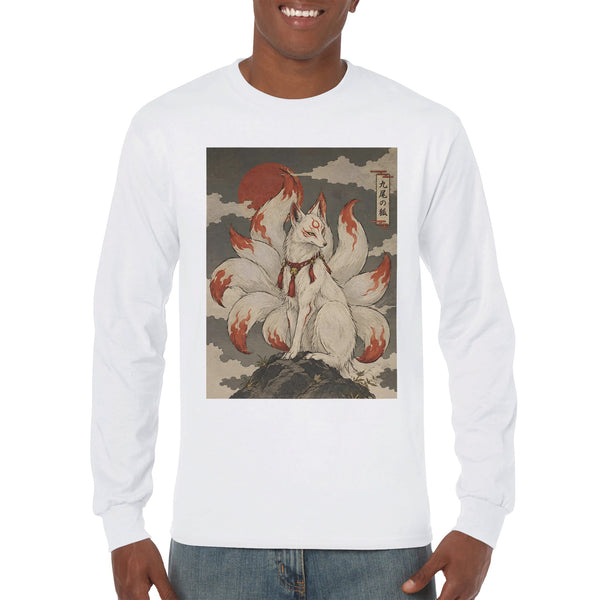 T-shirt manches longues Kyubi no Kitsune, renard à neuf queues, yokai ukiyo-e Vêtements T-SHIRT UKIYO-E YOKAI YOKAI COLLECTION