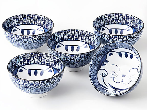 Coffret Bols Maneki neko Bols BOLS BOLS À RIZ BOLS À SOUPE COFFRETS CADEAU MANEKI NEKO SEIGAIHA