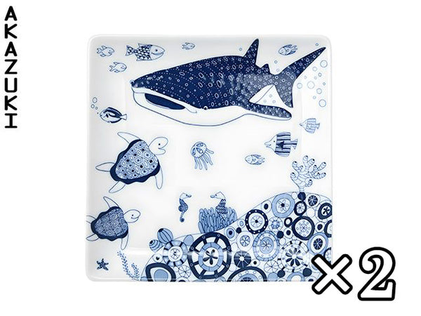 Assiettes japonaises Jinbeizame ×2 Assiettes ASSIETTES ASSIETTES À YAKITORI COCO MARINE PORCELAINE DE HASAMI