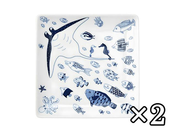 Assiettes japonaises Manta ×2 Assiettes ASSIETTES ASSIETTES À YAKITORI COCO MARINE PORCELAINE DE HASAMI