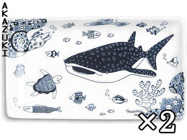 Assiettes à sushis Jinbeizame ×2 Assiettes ASSIETTES ASSIETTES À POISSON ASSIETTES À SASHIMI ASSIETTES À SUSHI COCO MARINE PORCELAINE DE HASAMI